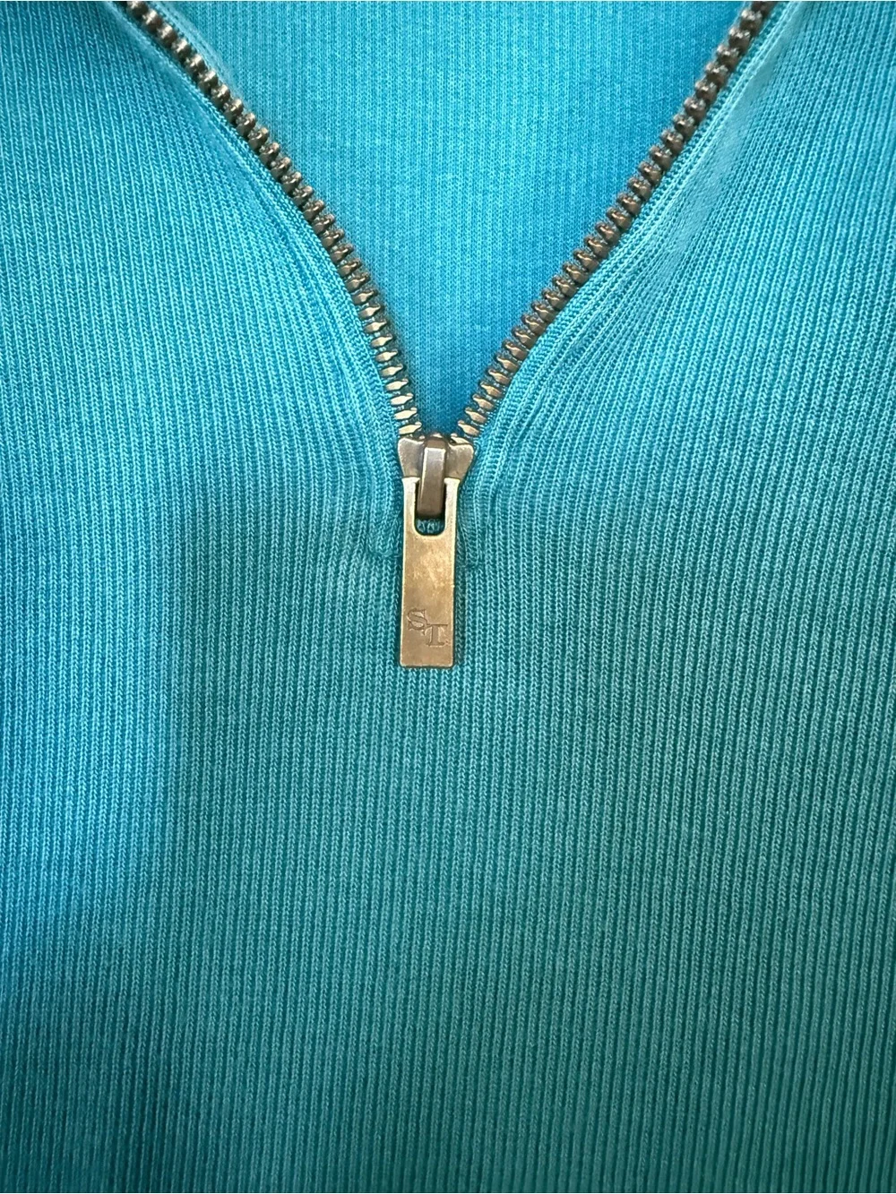 Southern Tide Skipjack Men’s Teal Green Ribbed Quarter-Zip Pullover Sweater - S
